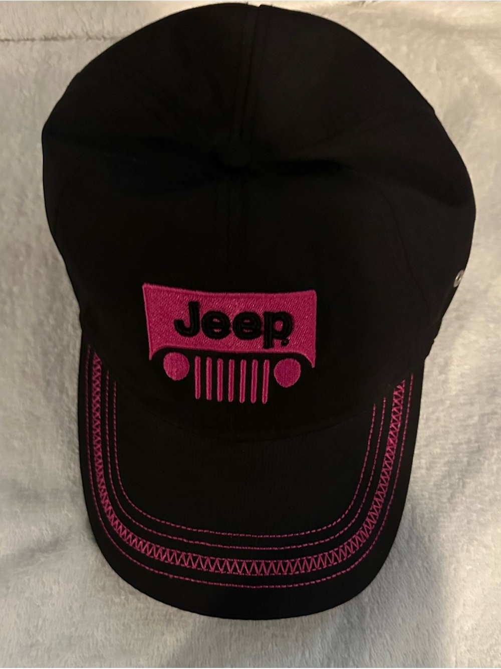 Jeep Black Hat with Pink Logo and Stitching